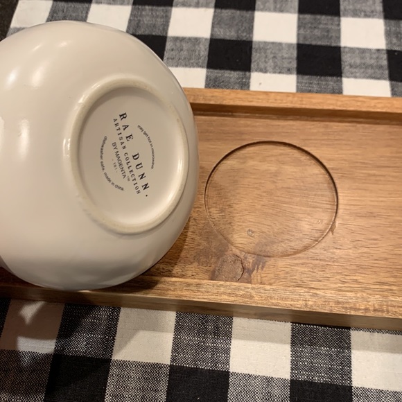 Rae Dunn "Taste, Eat, Dip" Ceramic Wood Serving Bowls Dish Tray Set - Picture 7 of 10